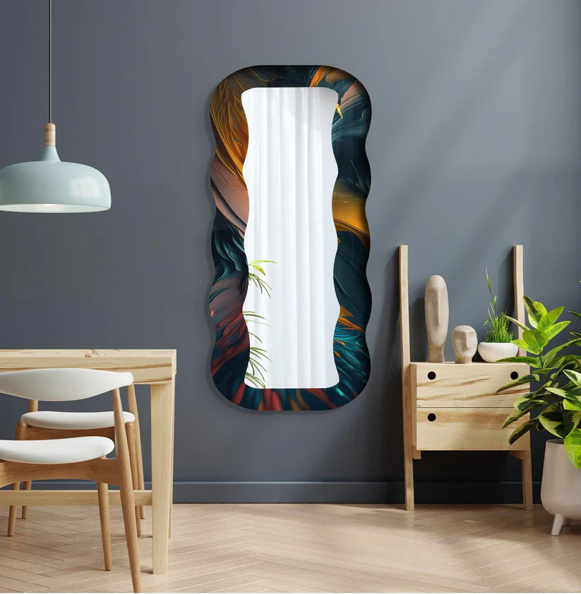 Contemporary Decorative Acrylic Wall Mirror with Fluid Frame - Image 2