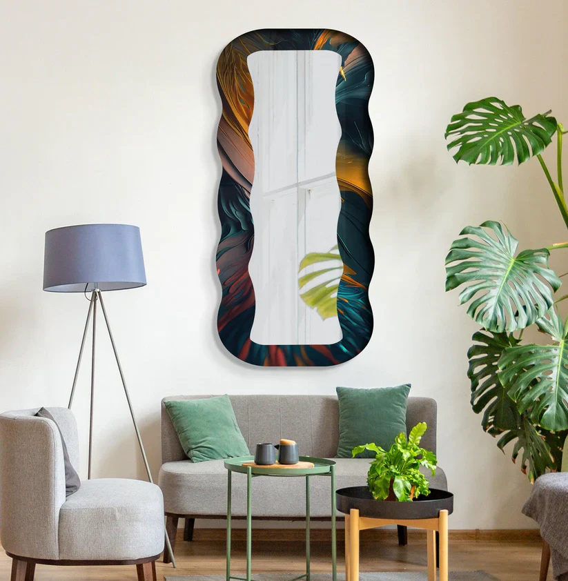Contemporary Decorative Acrylic Wall Mirror with Fluid Frame - Image 3