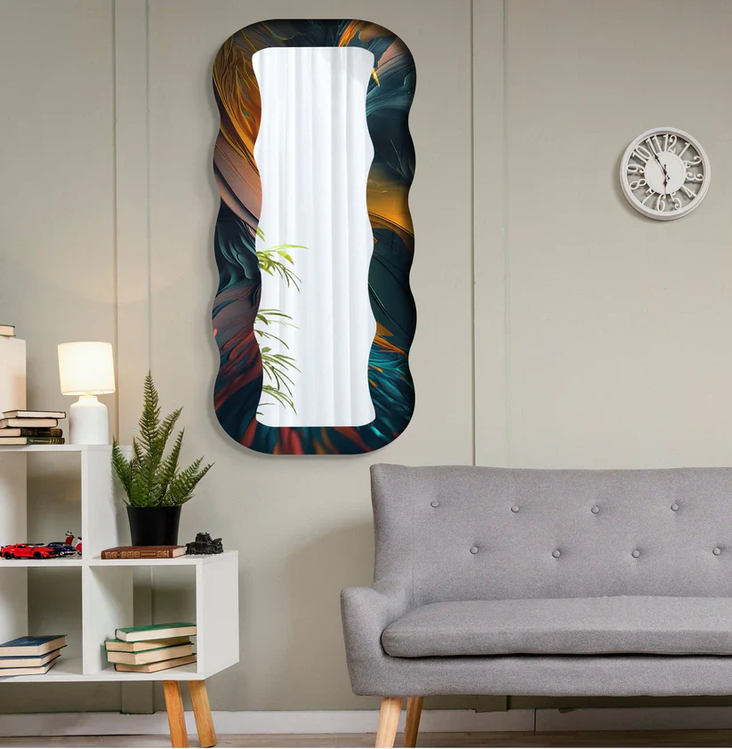 Contemporary Decorative Acrylic Wall Mirror with Fluid Frame - Image 4