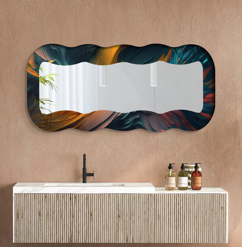 Contemporary Decorative Acrylic Wall Mirror with Fluid Frame - Image 5