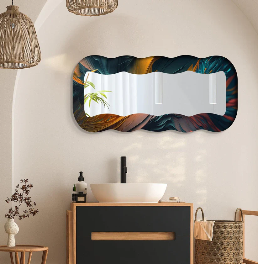 Contemporary Decorative Acrylic Wall Mirror with Fluid Frame - Image 6