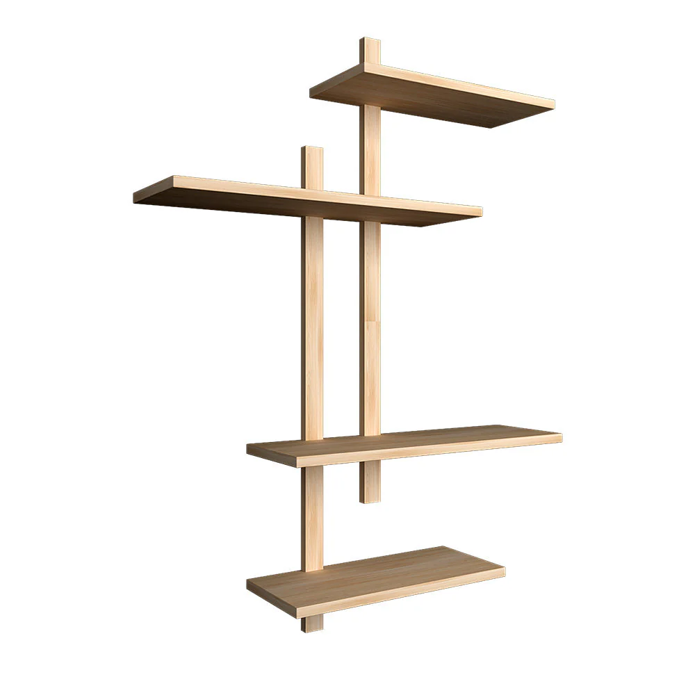 Contemporary Designer Wall Shelf with Light Oak Finish - Image 4