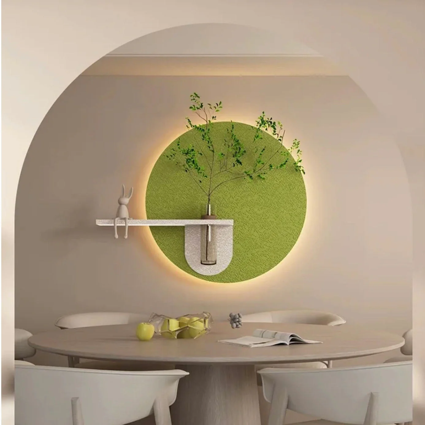 Contemporary Grace Circular Glow LED Light Wall Panel with Planter for Home & Office Spaces - Image 5