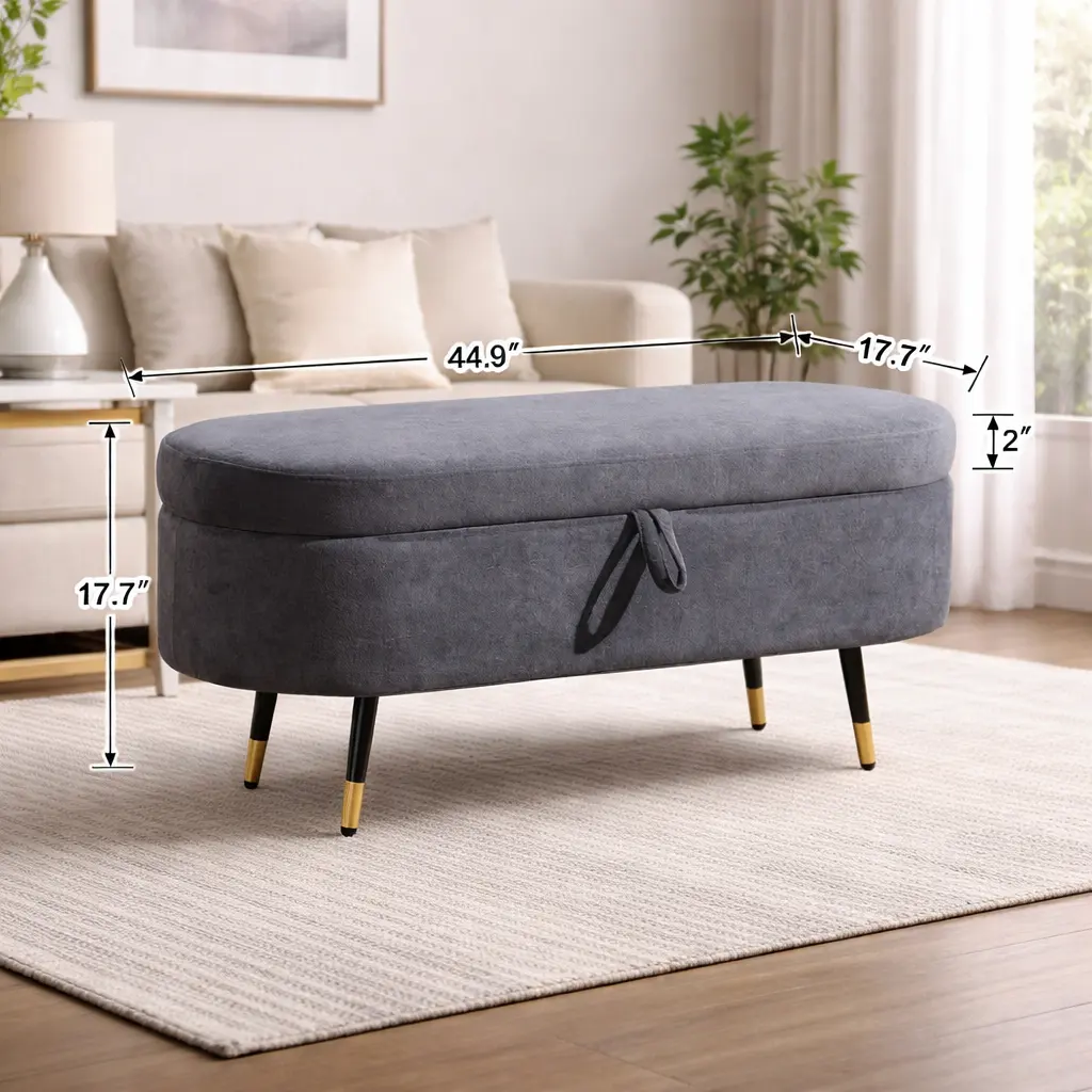 Contemporary Grey Bench with Storage and Designer Finish - Image 5