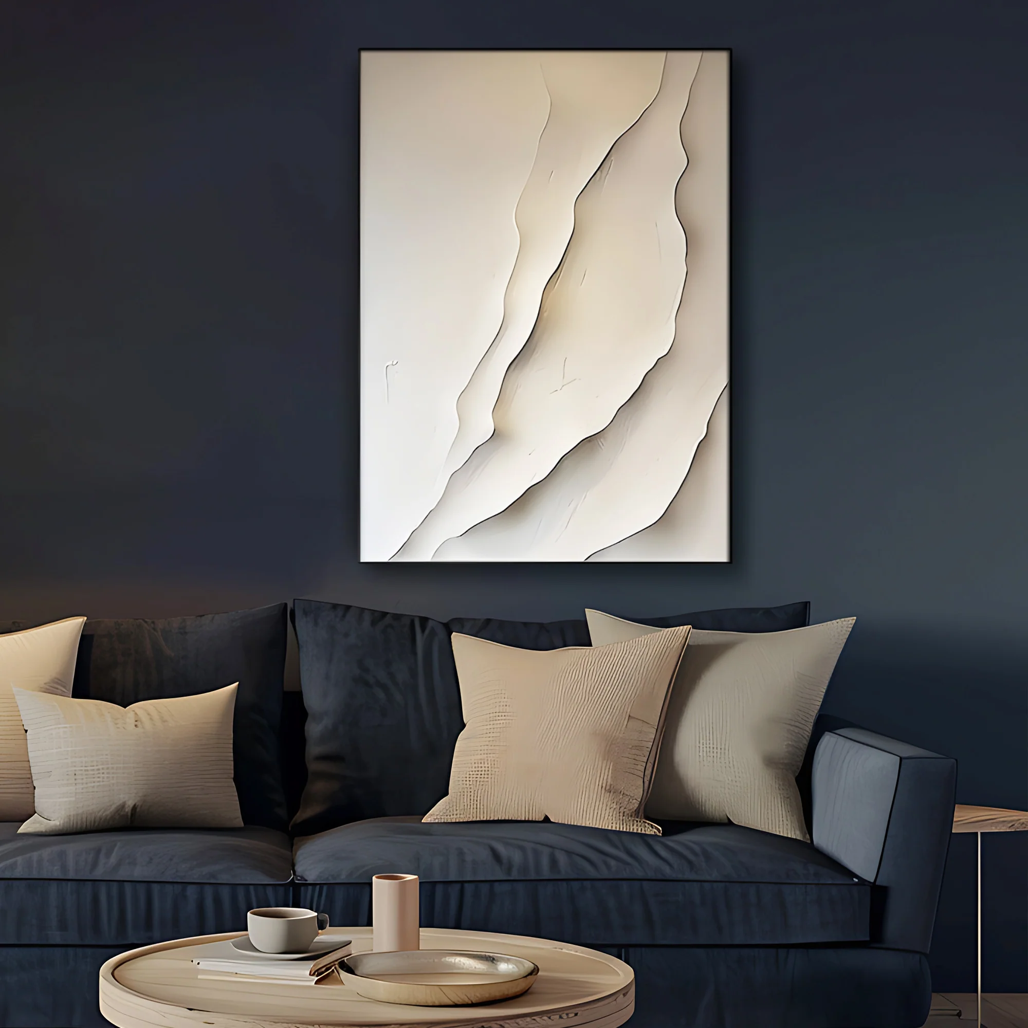 Contemporary Layered Wall Art in Cream and Beige Tones - Image 3