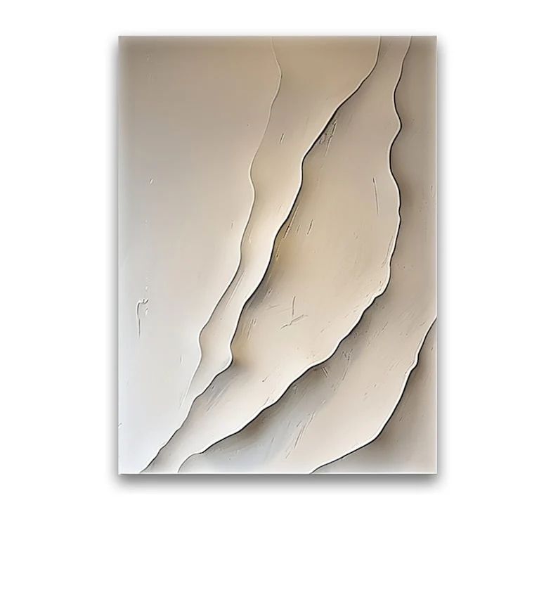 Contemporary Layered Wall Art in Cream and Beige Tones - Image 4