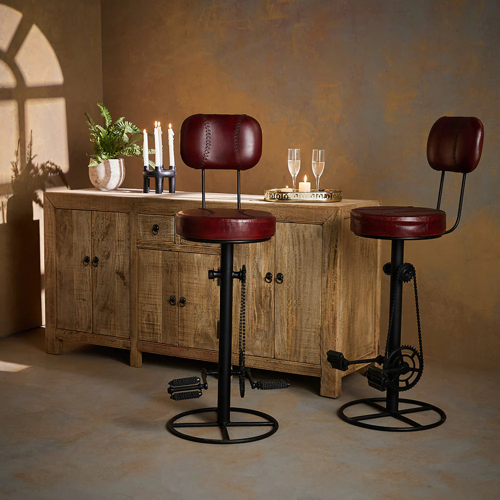 Bicycle Pedal Lounge Bar Chair with Leather Seat and Back - Image 2