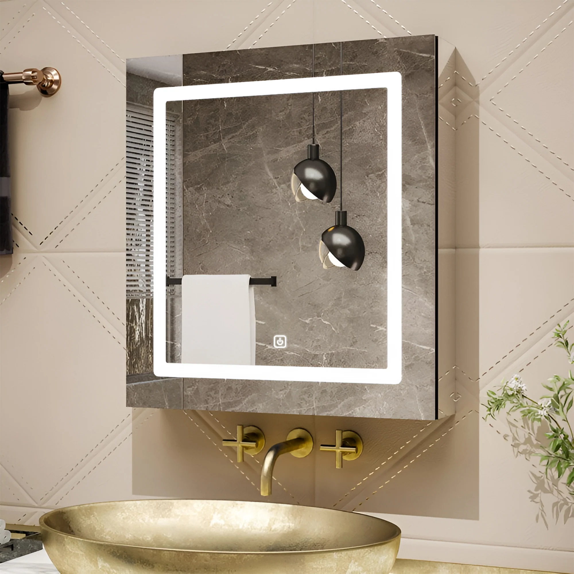 Contemporary Vanity Mirror Cabinet with Interior Organization - Image 3