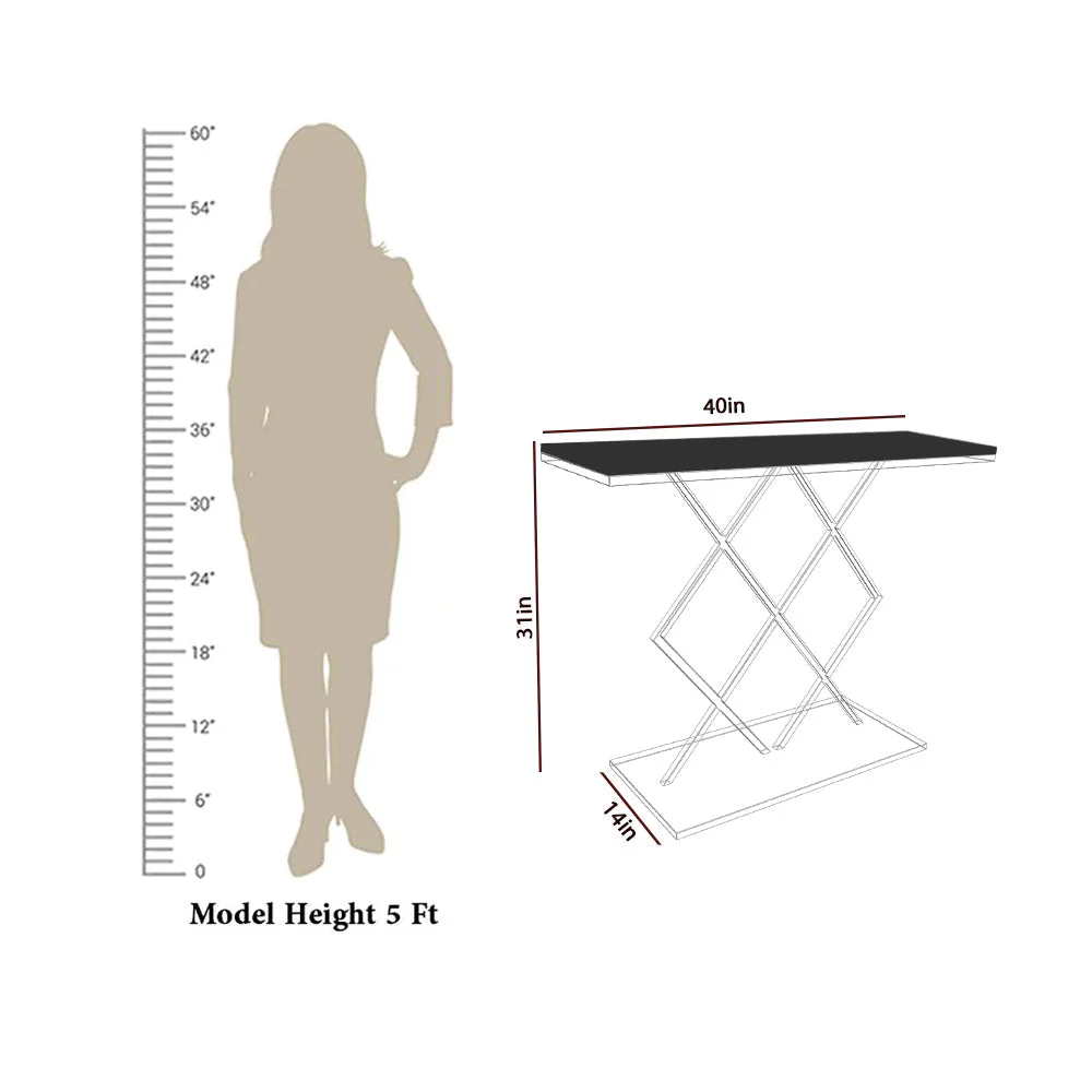 Copper Finish Console Table In Geometric Criss Cross Pattern - Image 6