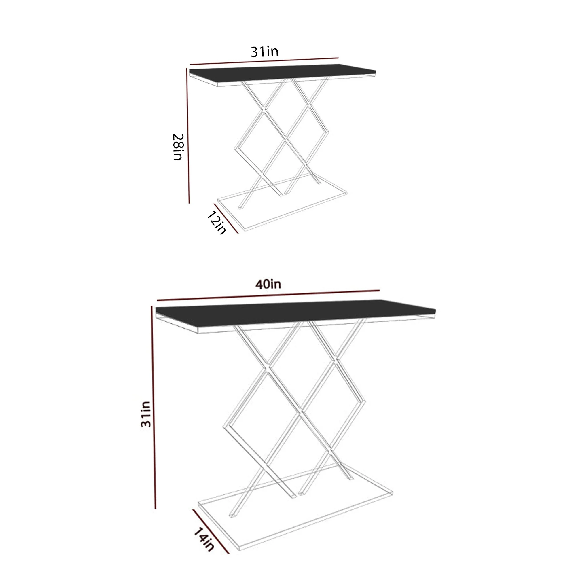 Copper Finish Console Table In Geometric Criss Cross Pattern - Image 7