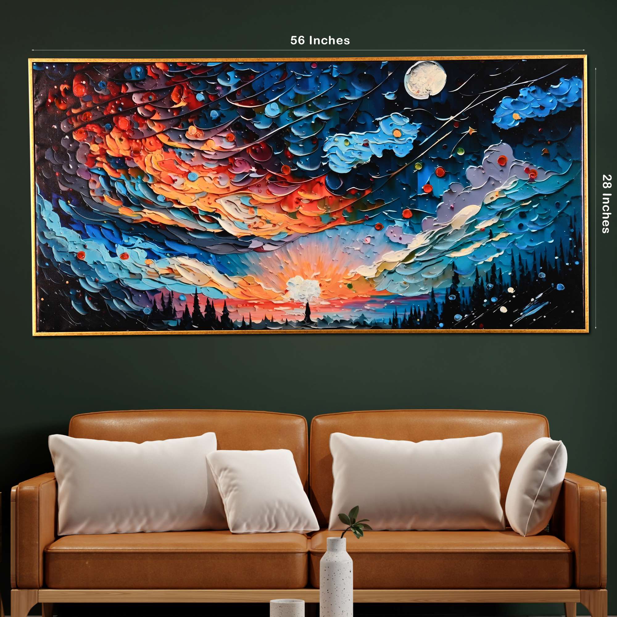 Cosmic Dawn Hand Painted Wall Painting with Floating Frame - Image 4