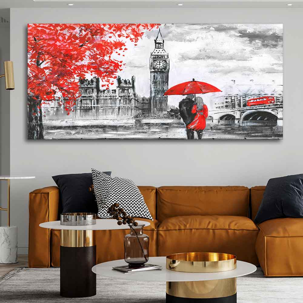 Couple in London City Canvas Wall Painting - Image 2