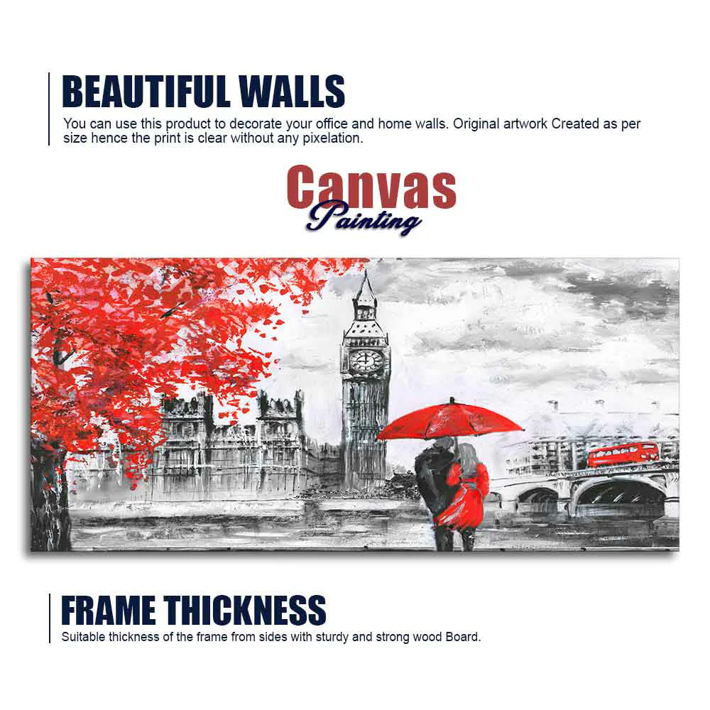 Couple in London City Canvas Wall Painting - Image 6