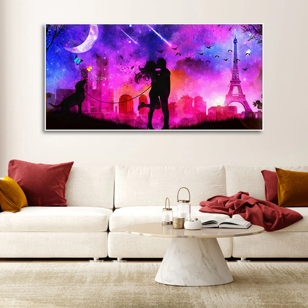 Couple Kissing Modern Abstract Art Wall Painting - Image 3