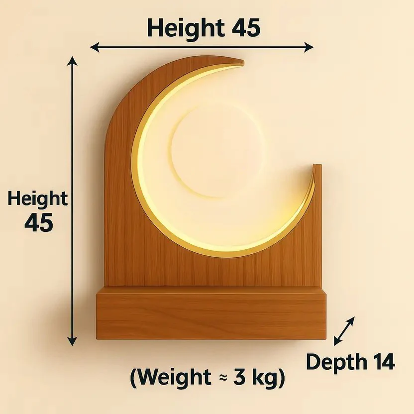 Crescent Moon Design Wall Mounted Wooden Temple for Home & Office - Image 4