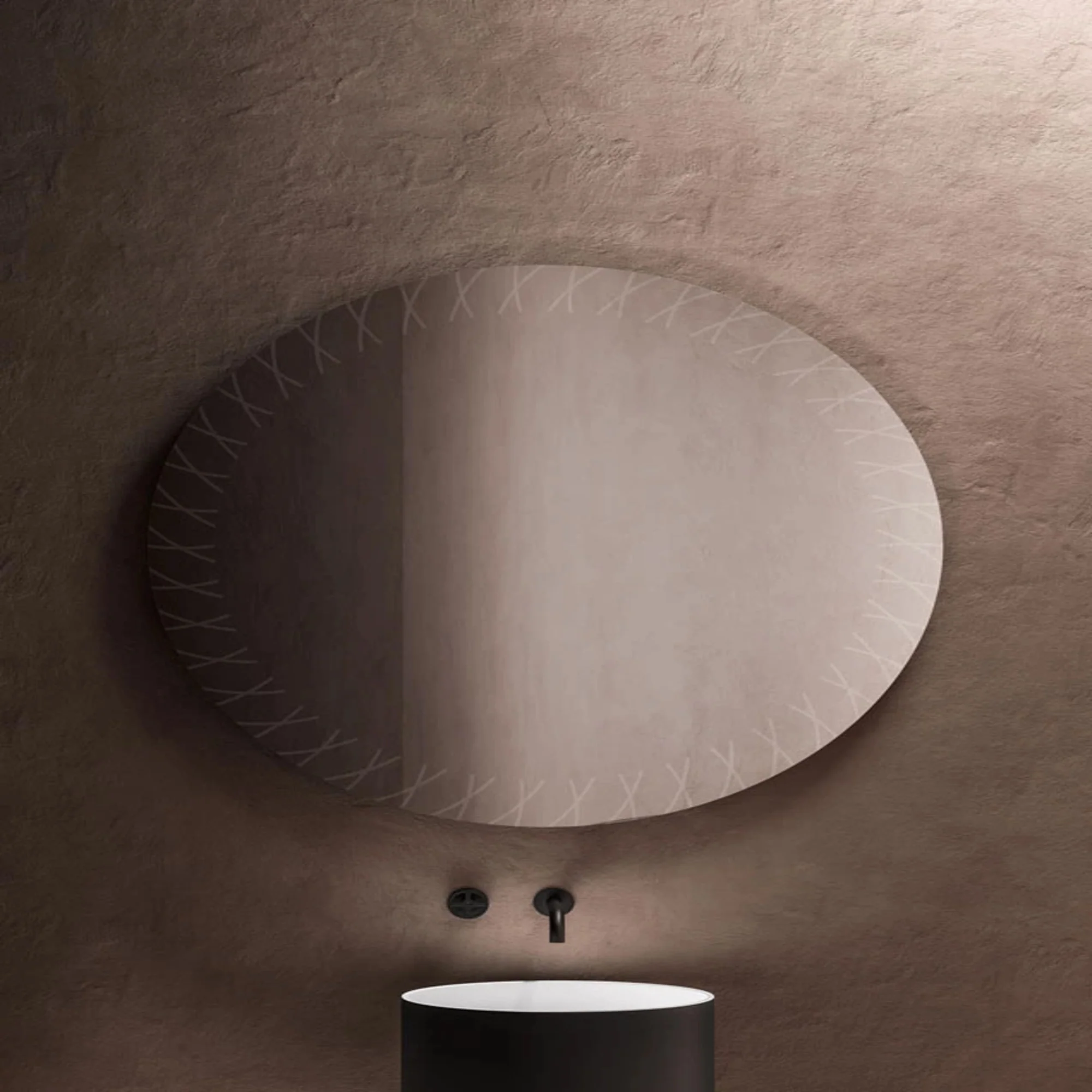 Cris Cross Designer Border Pattern LED Bathroom Mirror - Image 4