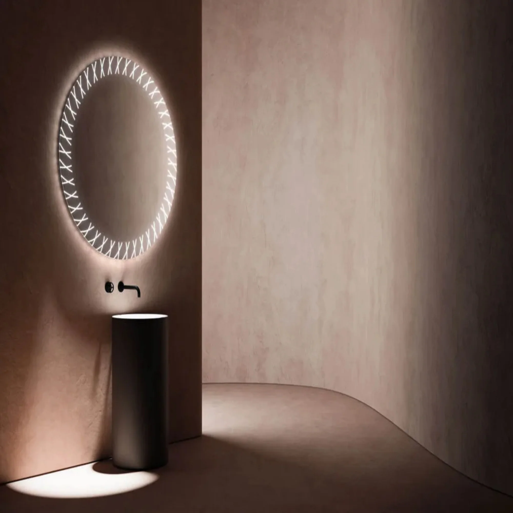 Cris Cross Designer Border Pattern LED Bathroom Mirror - Image 6