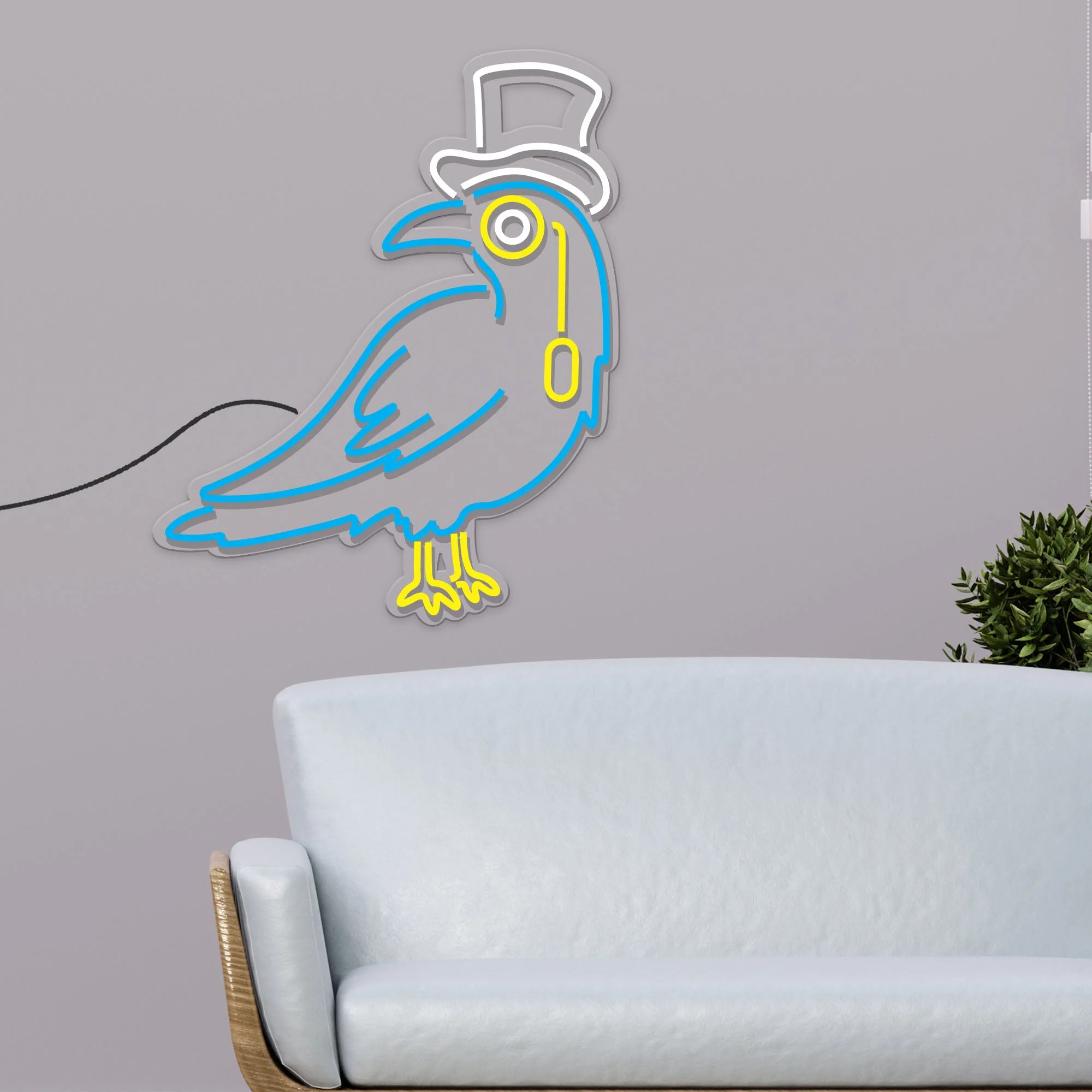 Crow Wearing Topper Hat Neon Sign LED Light - Image 2