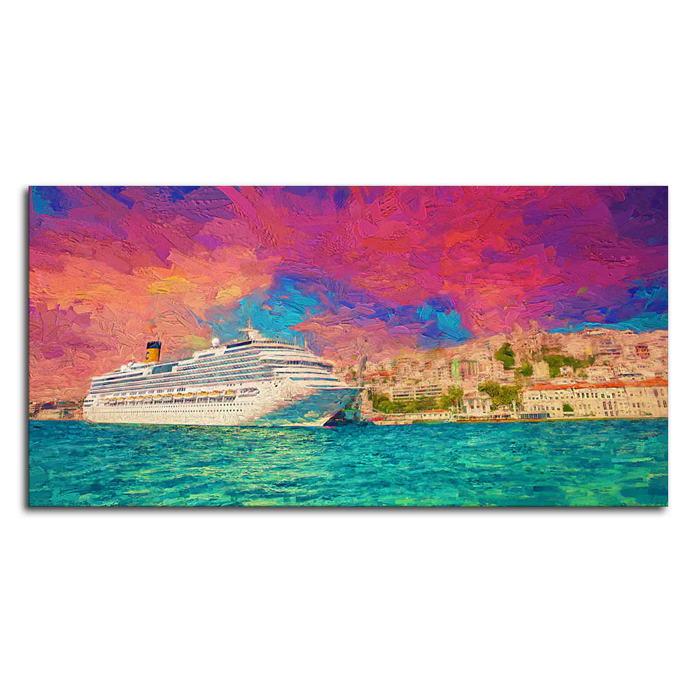 Cruise Ship at Harbour Premium Wall Painting - Image 4