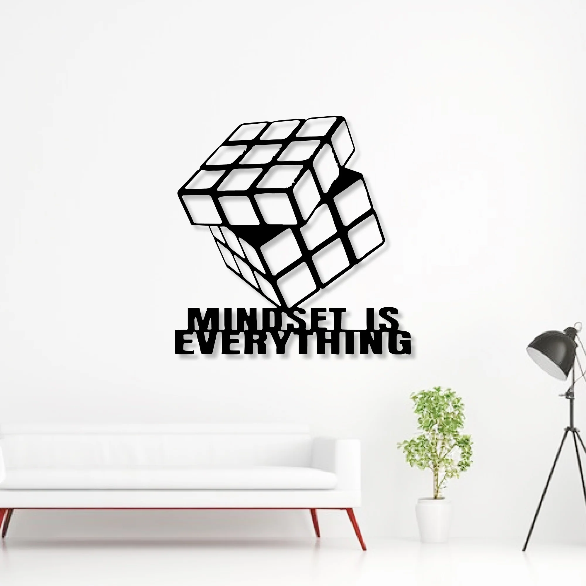 Cube Design With Mindset Text Metal Art Wall Decor - Image 2