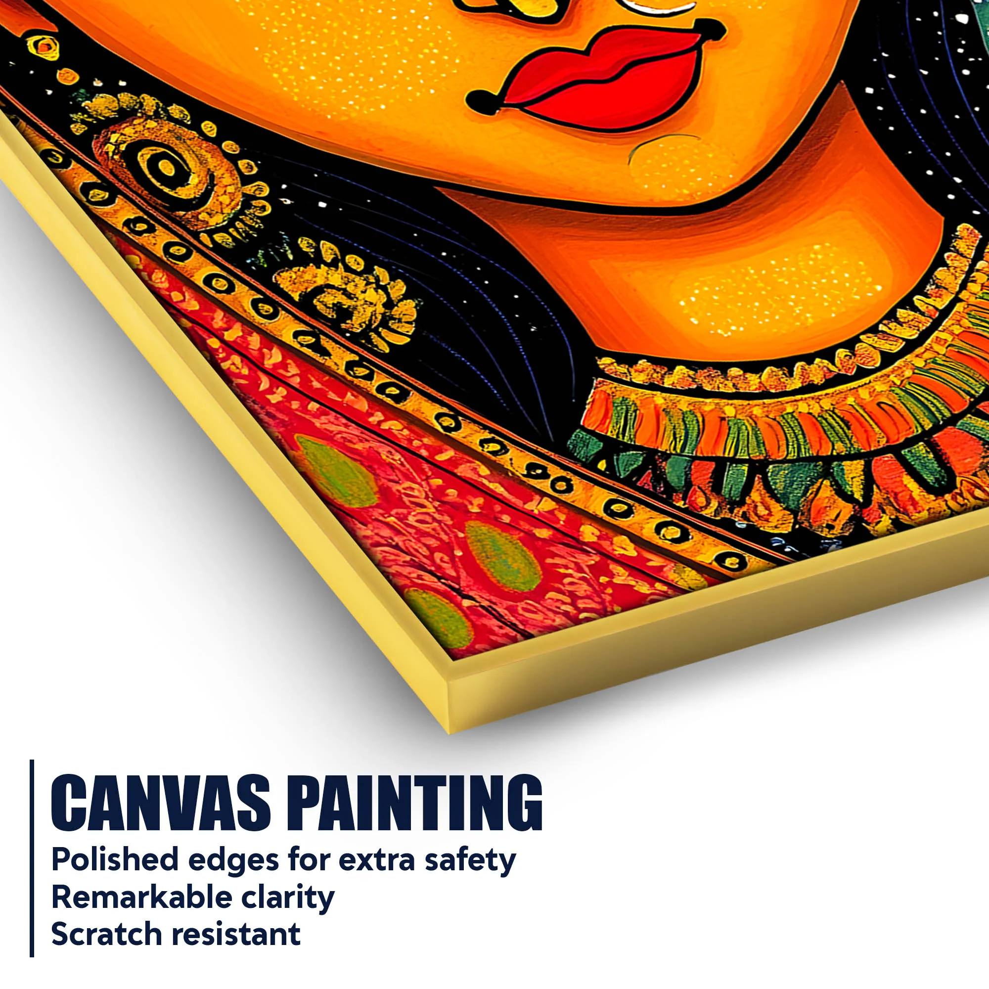 Cultural Indian Bridal Expression Woman Face Canvas Wall Painting - Image 4