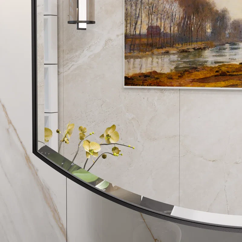 Curved Design Mirror Cabinet with Side Storage Shelves - Image 6
