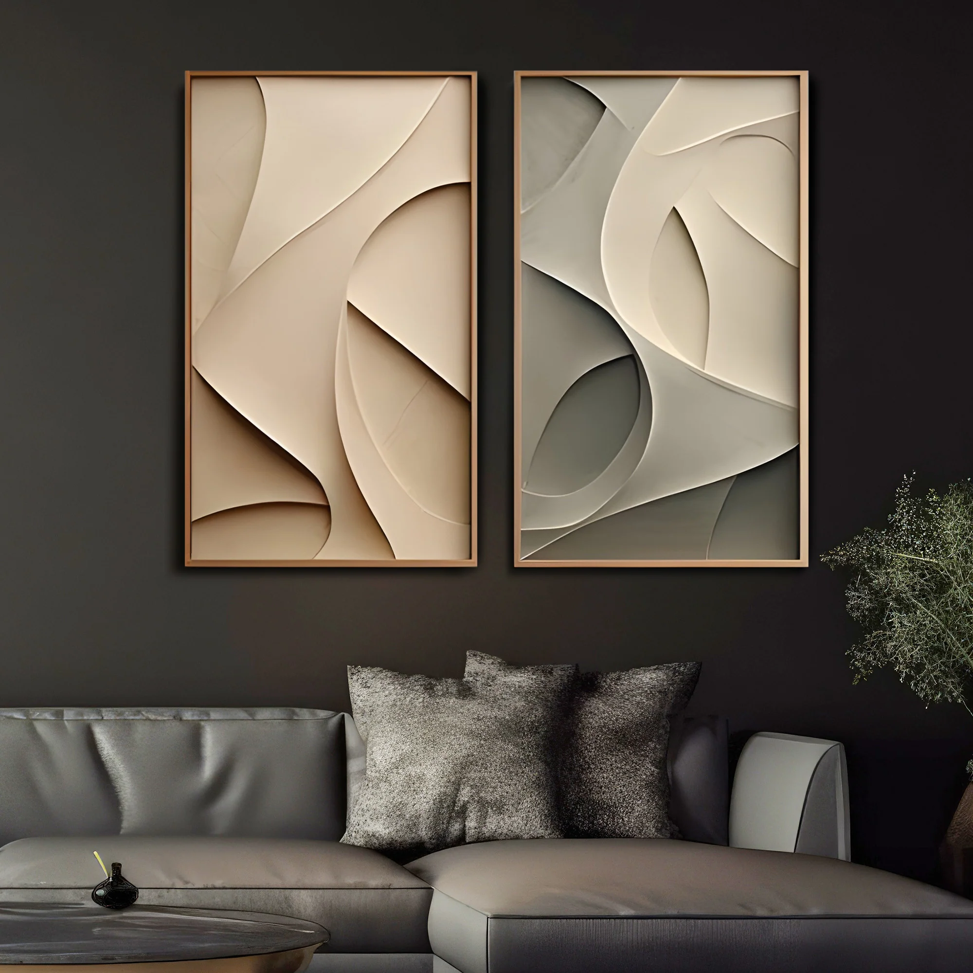 Curved Geometry Soft Form Sculpted Frames 3D Wall Art Home Decor - Image 2
