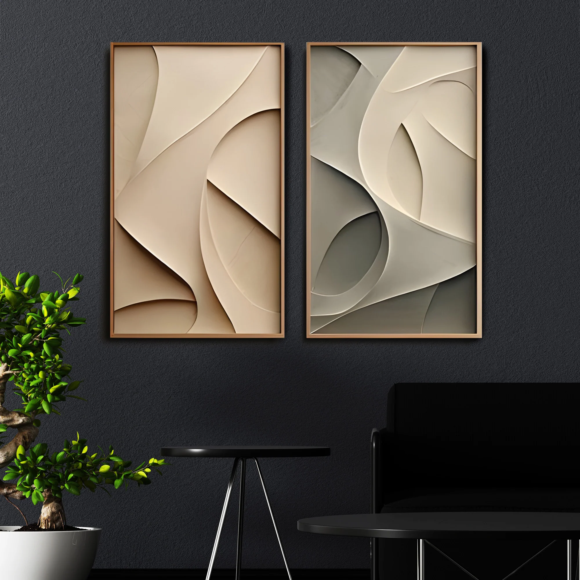 Curved Geometry Soft Form Sculpted Frames 3D Wall Art Home Decor - Image 3