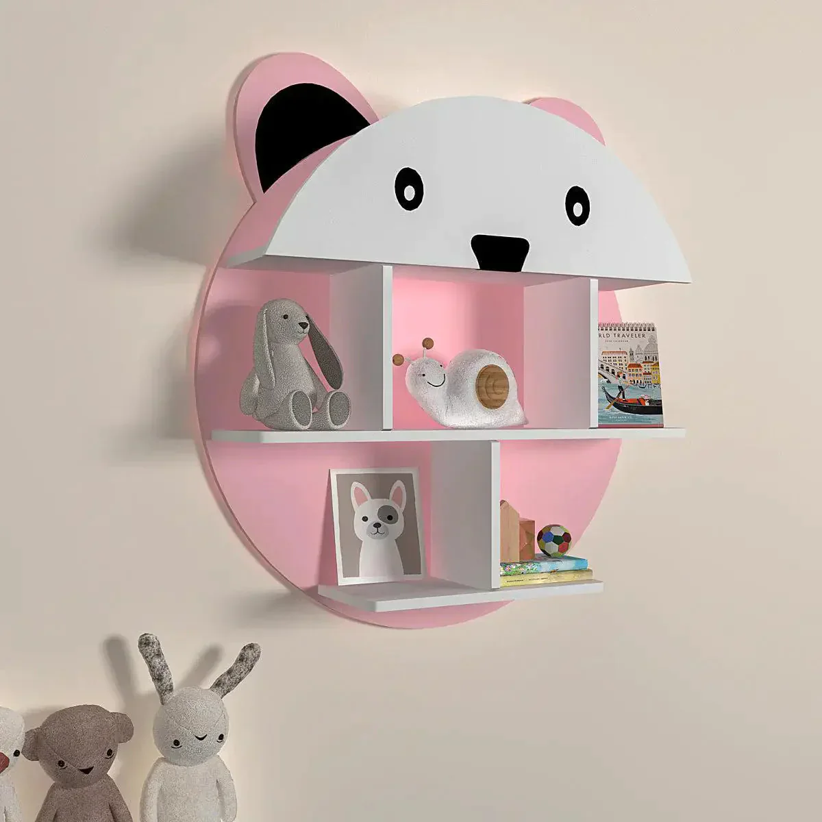 Cute Little Panda Shape Wooden Wall Storage Shelf for Kids - Image 2