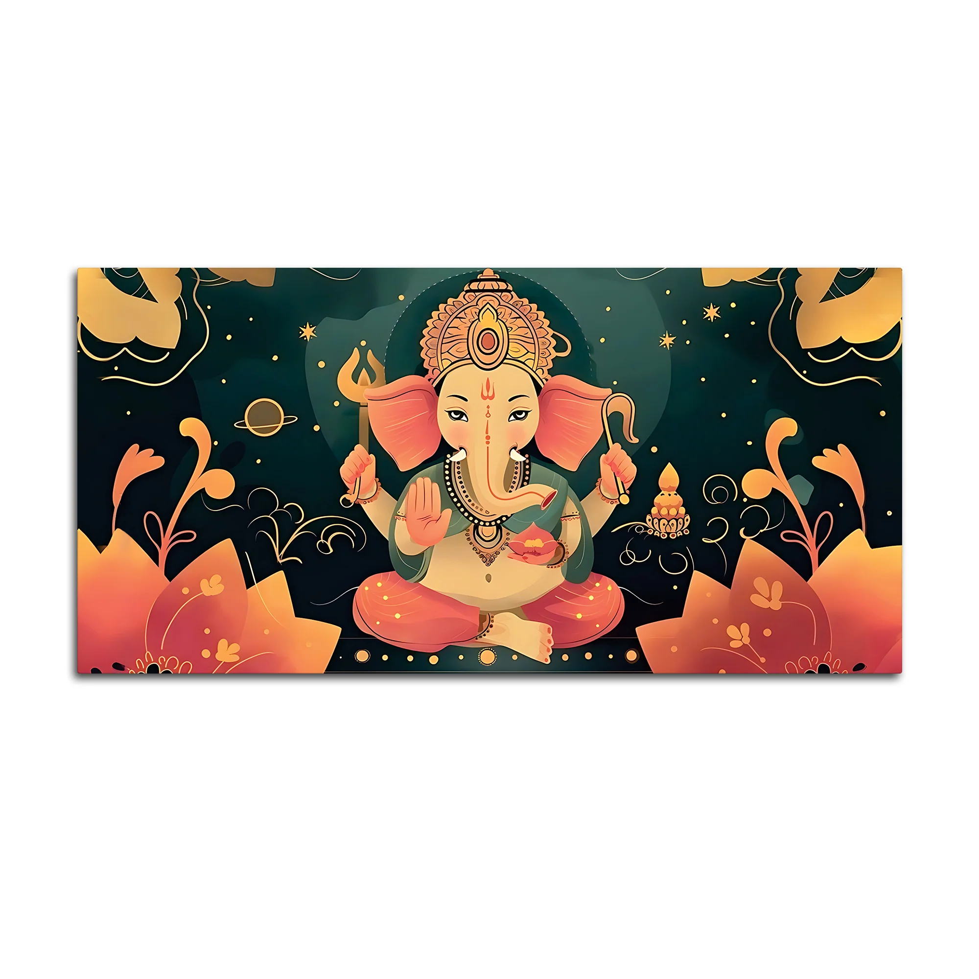 Cute Lord Ganesha modern illustration Premium caricature Canvas Wall Painting for Home & Office Decoration – Modern Spiritual Wall Art - Image 4