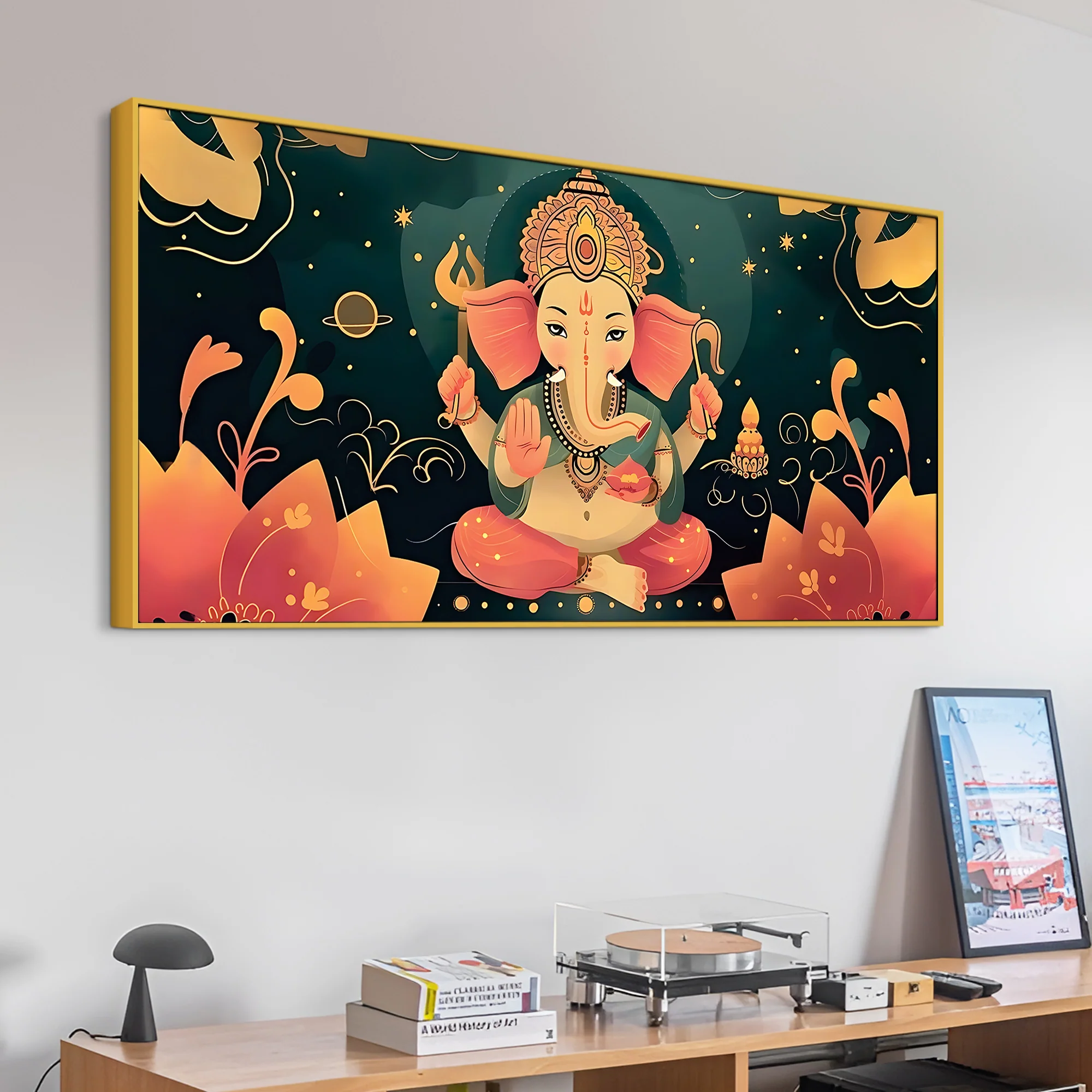 Cute Lord Ganesha modern illustration Premium caricature Canvas Wall Painting for Home & Office Decoration – Modern Spiritual Wall Art - Image 5
