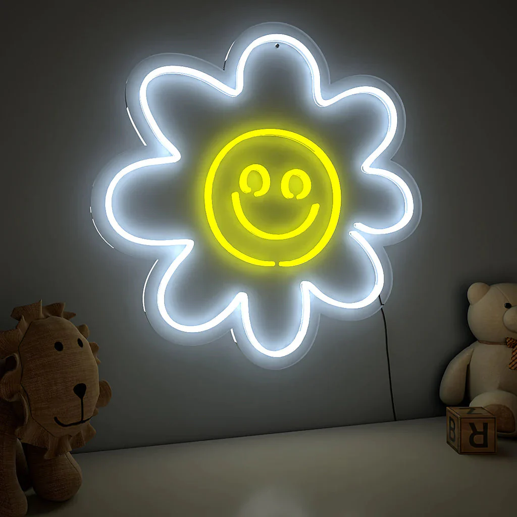 Cute Smiley Yellow Sunflower LED Neon Light - Image 2