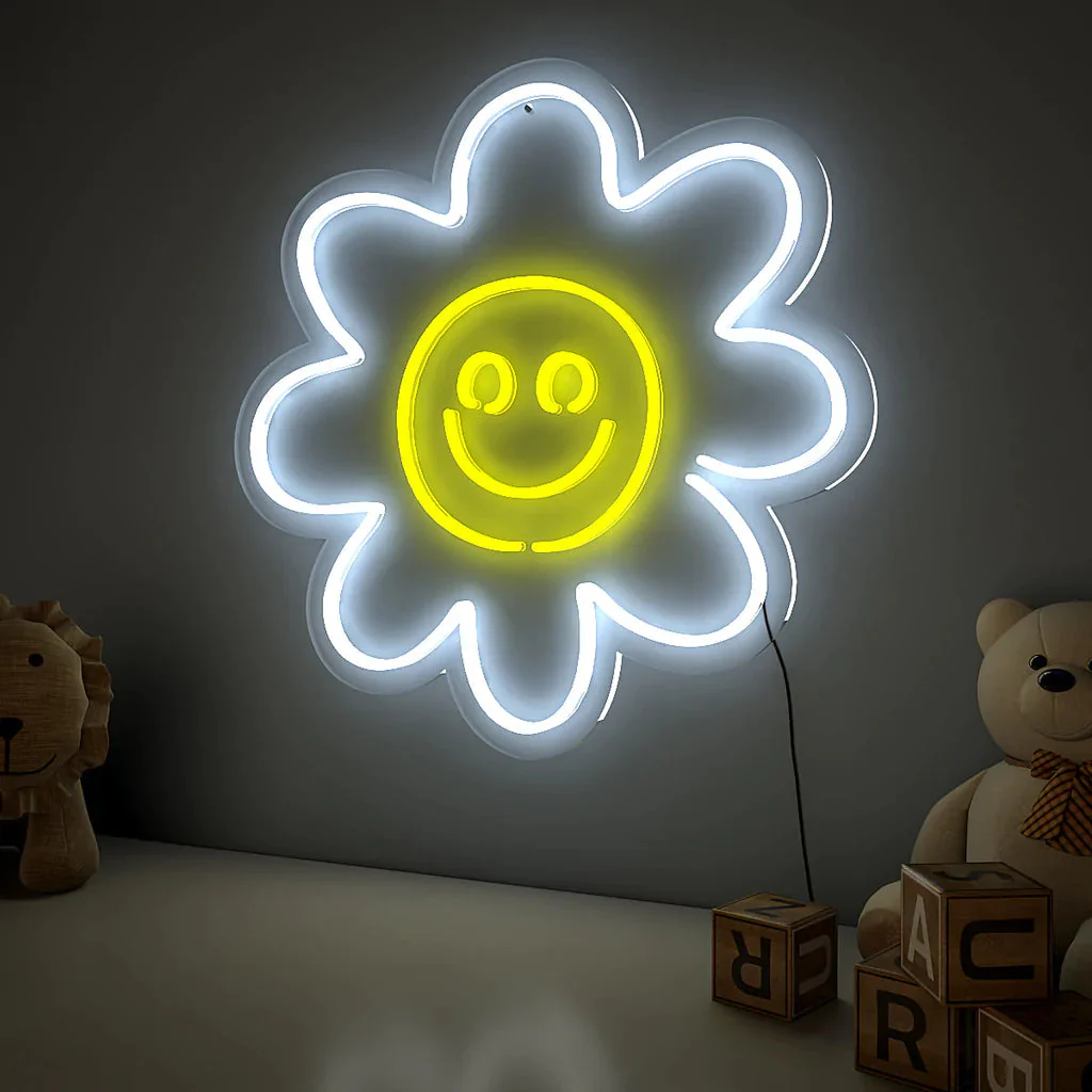 Cute Smiley Yellow Sunflower LED Neon Light - Image 3