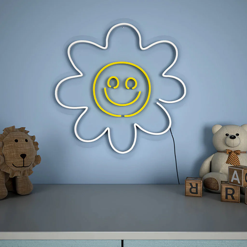 Cute Smiley Yellow Sunflower LED Neon Light - Image 4