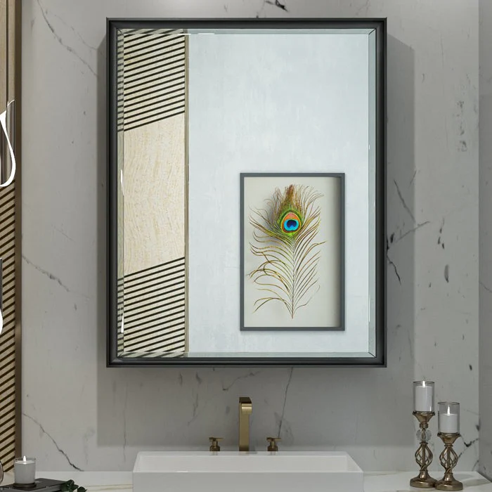 Cyrille Modern Recessed or Surface Mount Mirror Cabinet - Image 2