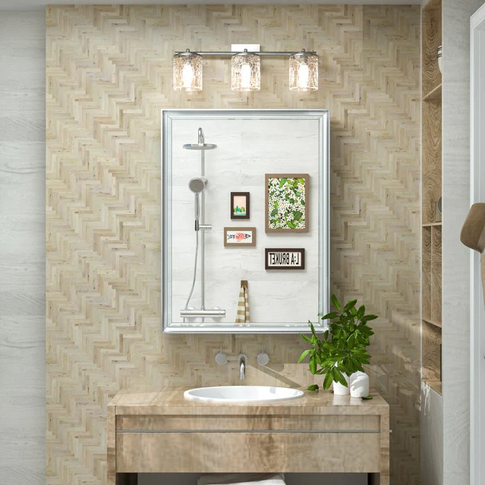 Cyrille Modern Recessed or Surface Mount Silver Mirror Cabinet - Image 2