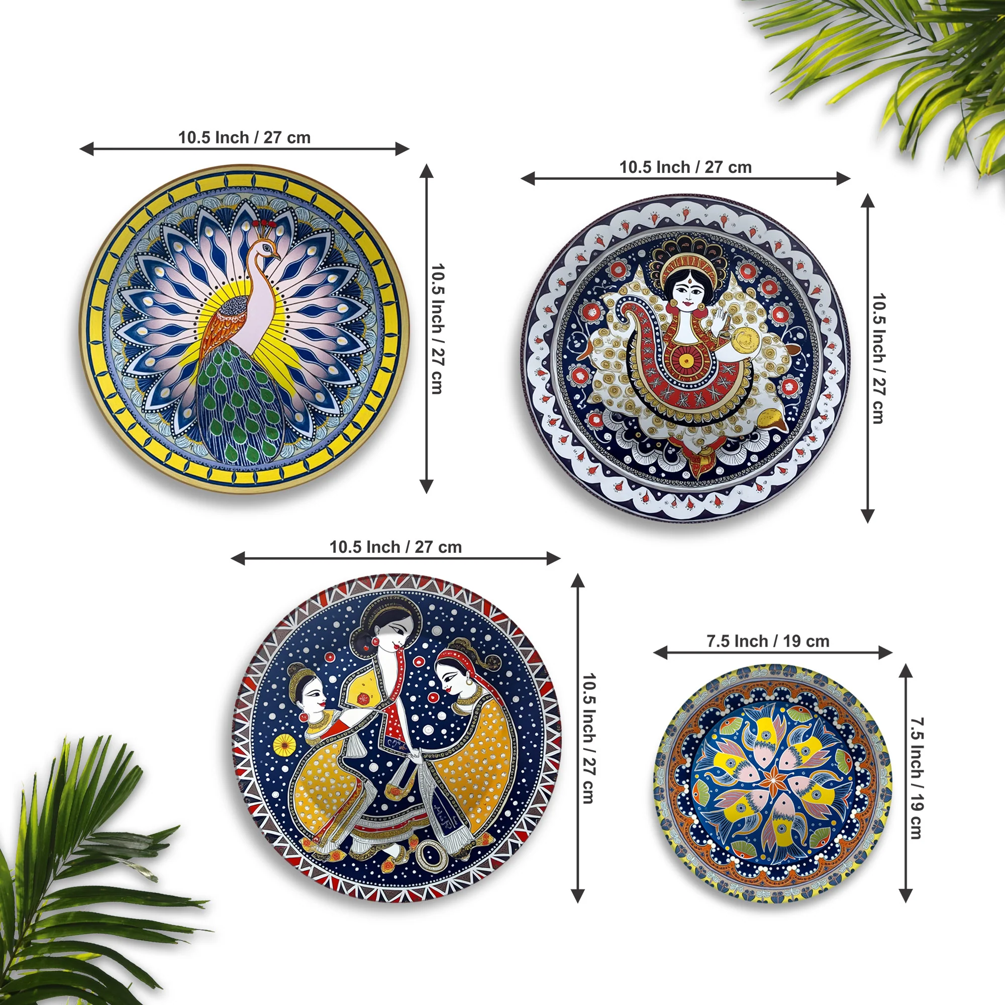 Dance, Divinity & Peacock Premium Wall Plates Painting Set of Four - Image 6