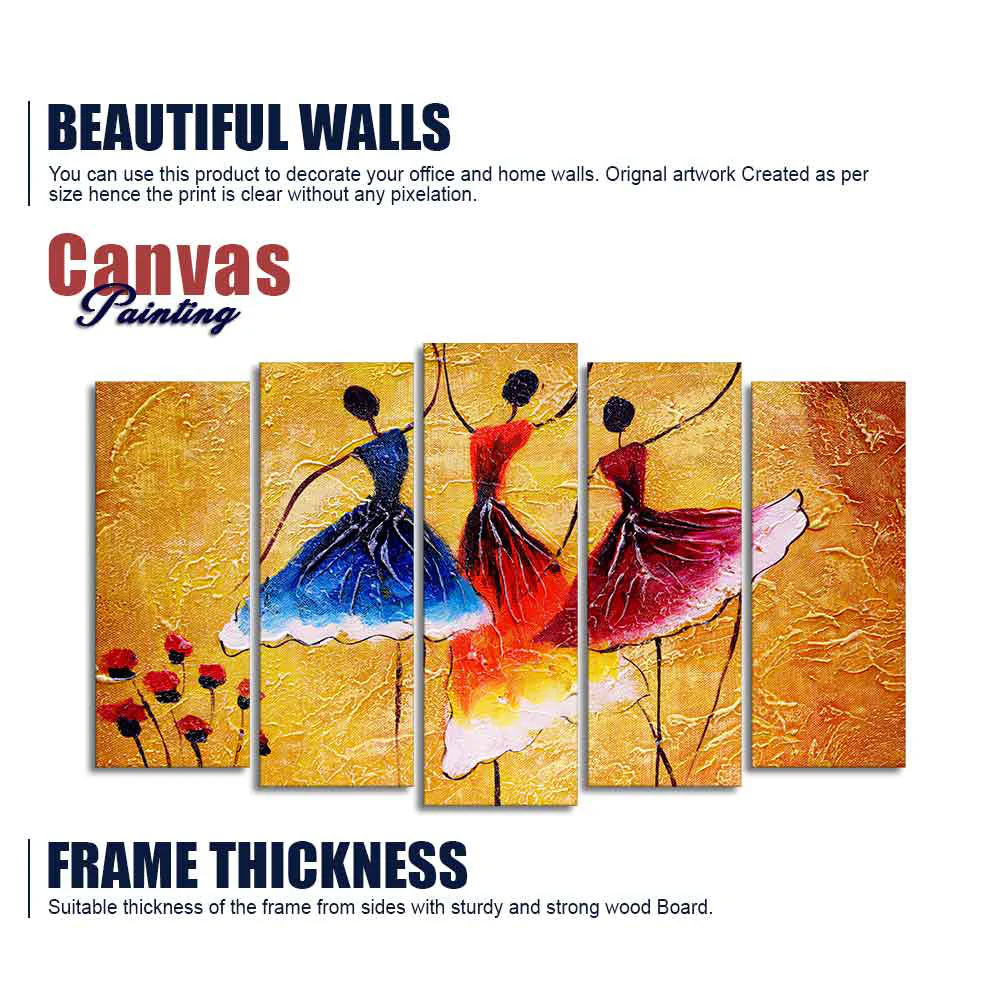 Dancing Women Warli Art 5 Pieces Premium Wall Painting - Image 6