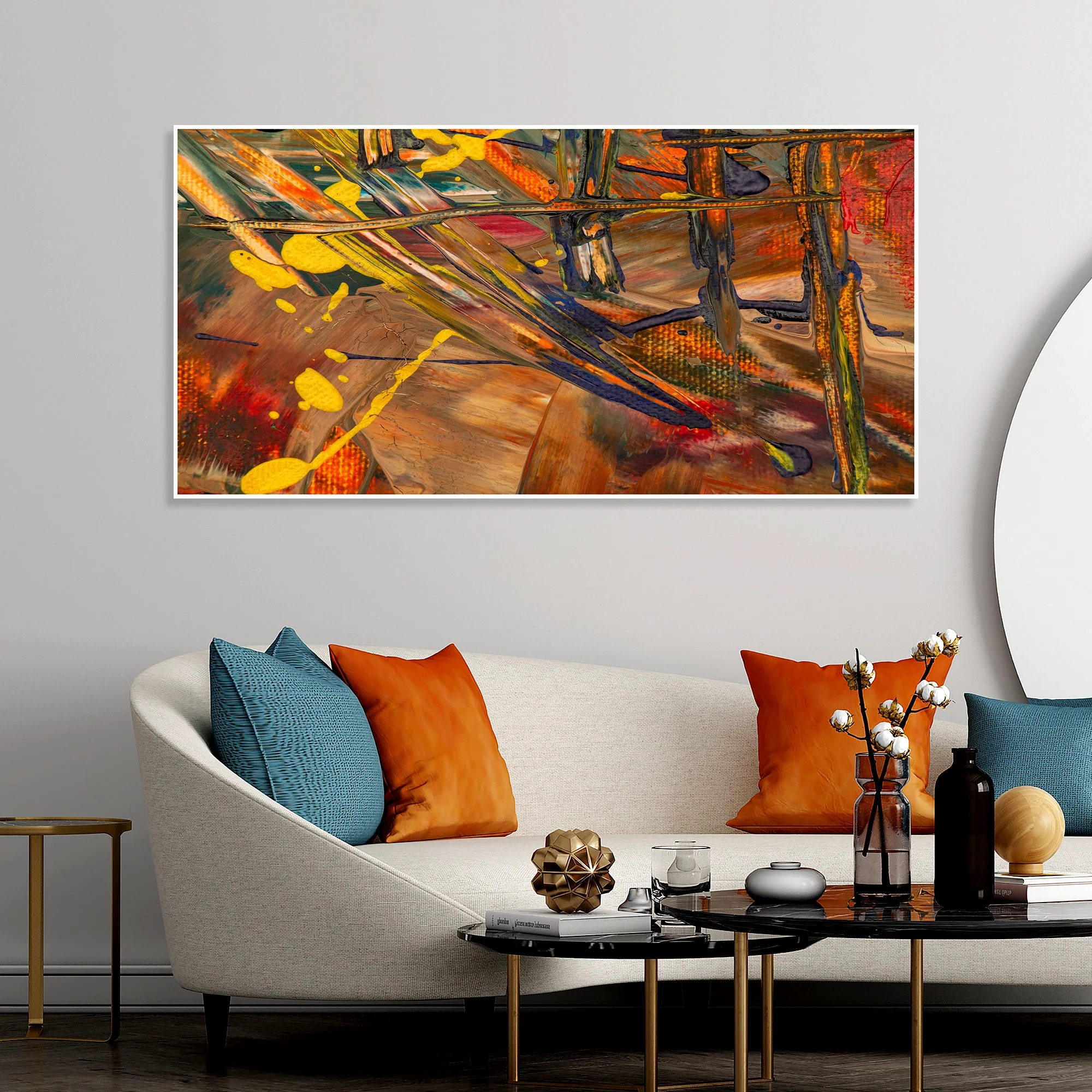 Dark Abstract Texture Floating Frame Wall Painting - Image 2