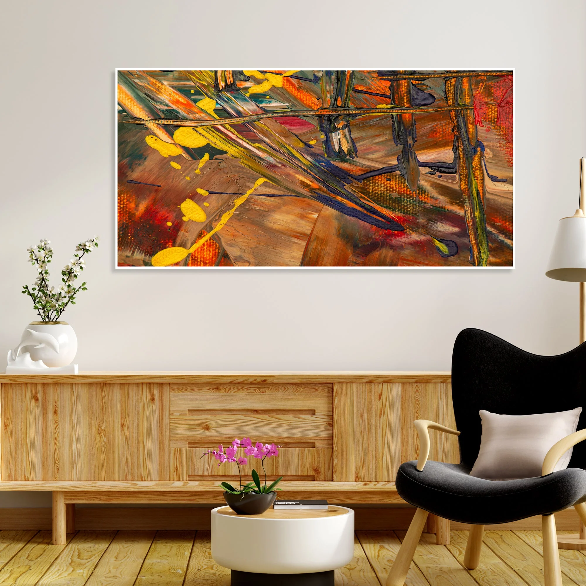 Dark Abstract Texture Floating Frame Wall Painting - Image 3