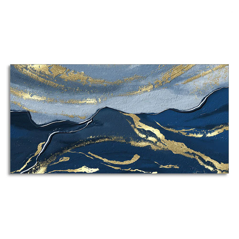 Dark Mountains and Golden Sky Premium Canvas Wall Painting - Image 4