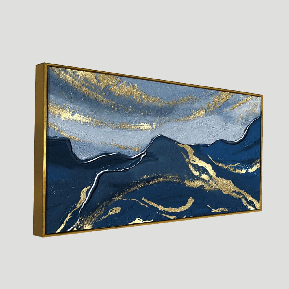 Dark Mountains and Golden Sky Premium Canvas Wall Painting - Image 5