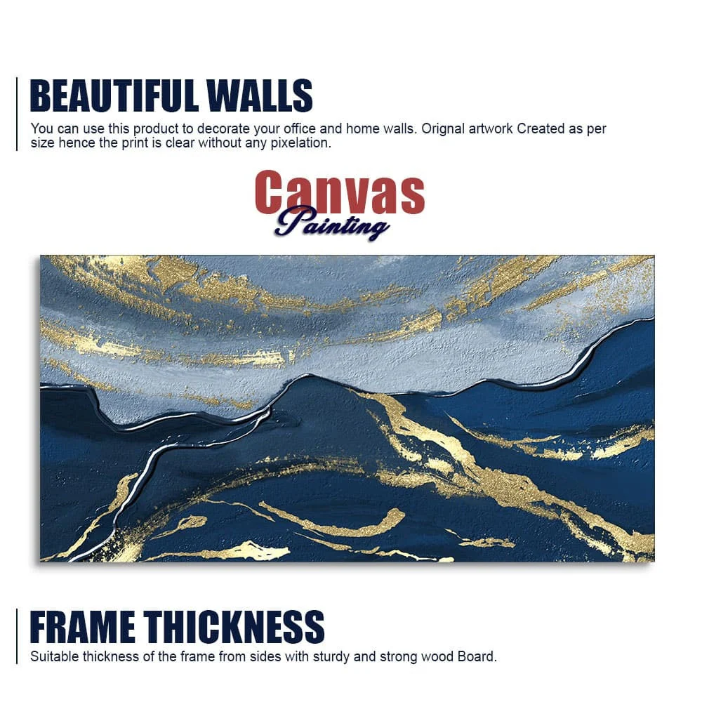 Dark Mountains and Golden Sky Premium Canvas Wall Painting - Image 6