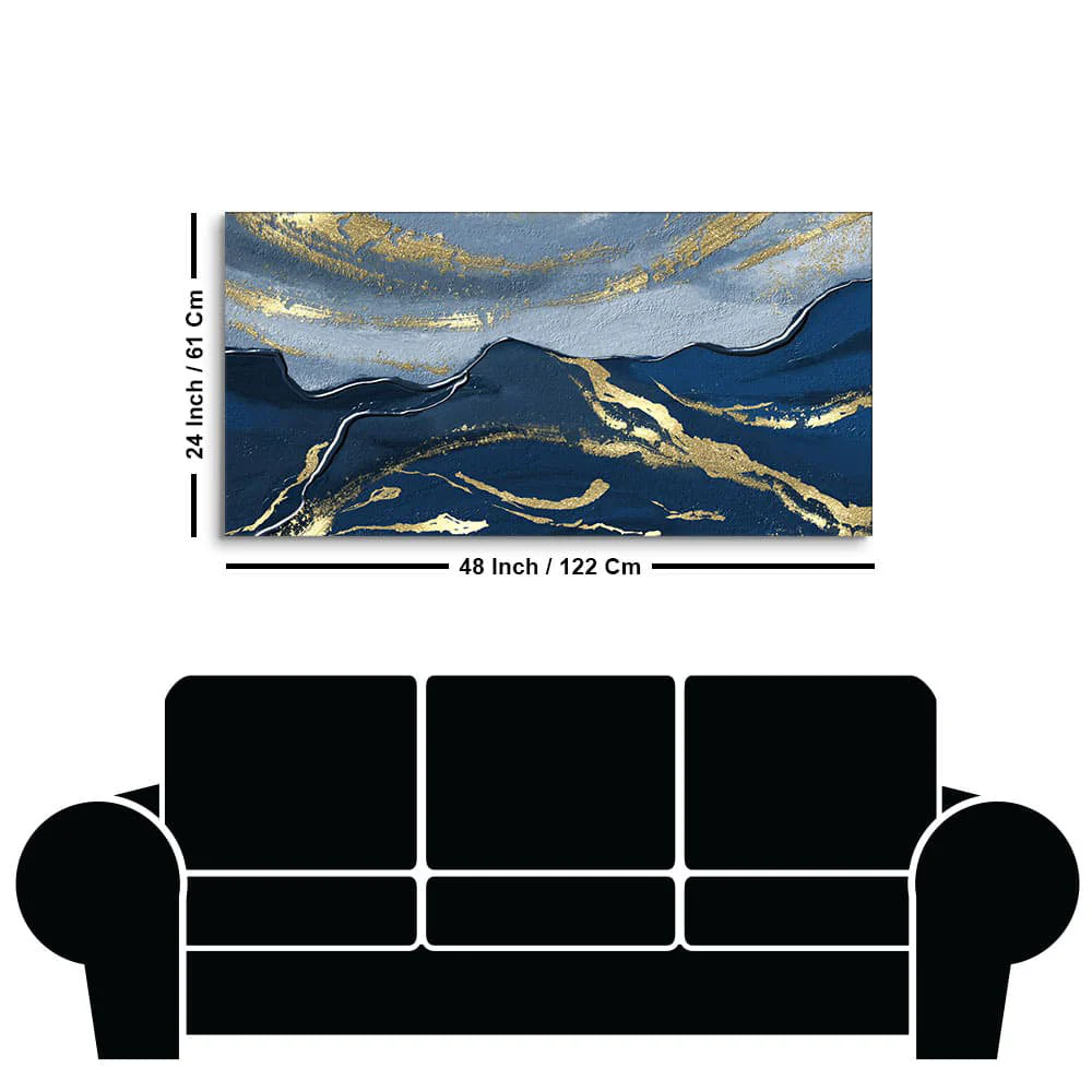 Dark Mountains and Golden Sky Premium Canvas Wall Painting - Image 7
