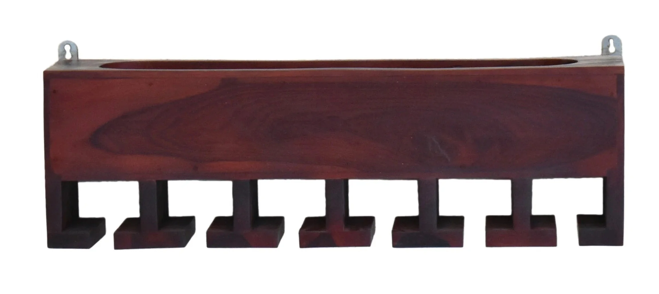 Dark Red Mahagony Wood Wall Mounted Mini Bar Shelf - Image 3