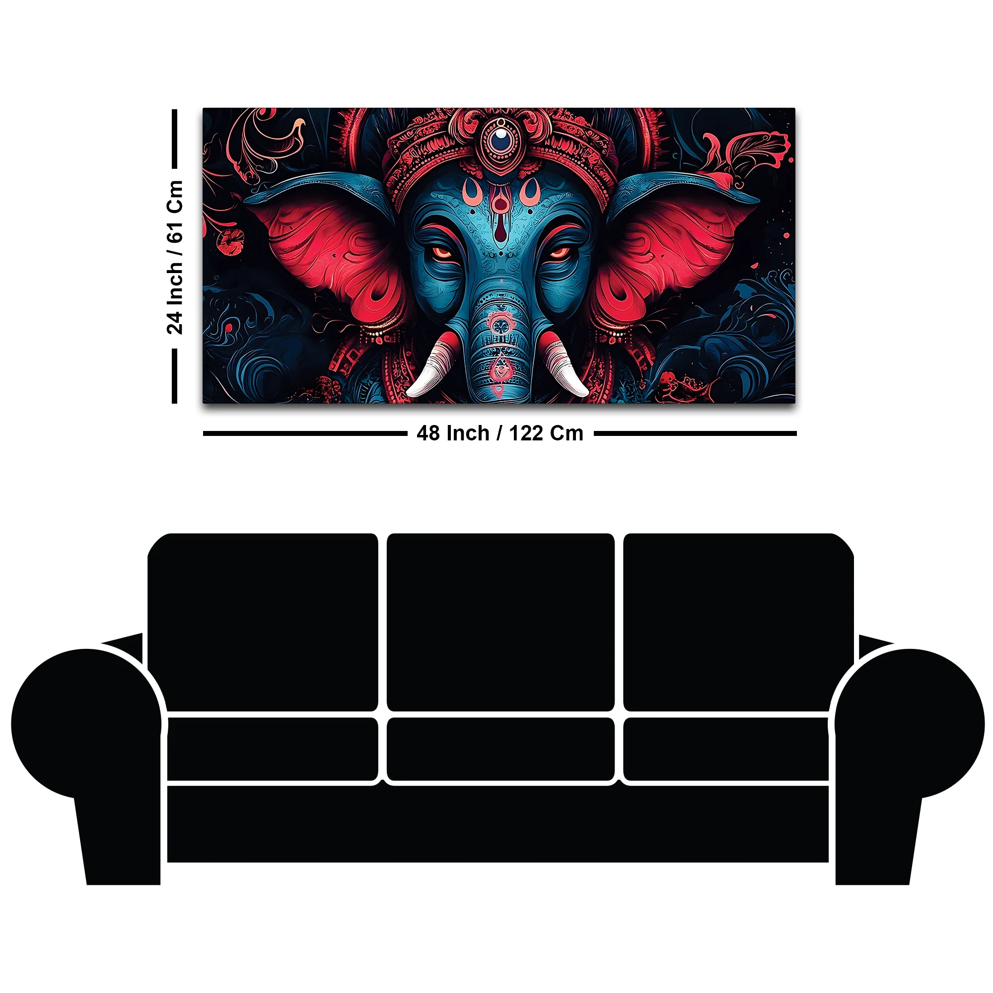 Dark Themed Powerful Lord Shri Ganesha Face Painting – Modern Indian Canvas Home Décor - Image 8
