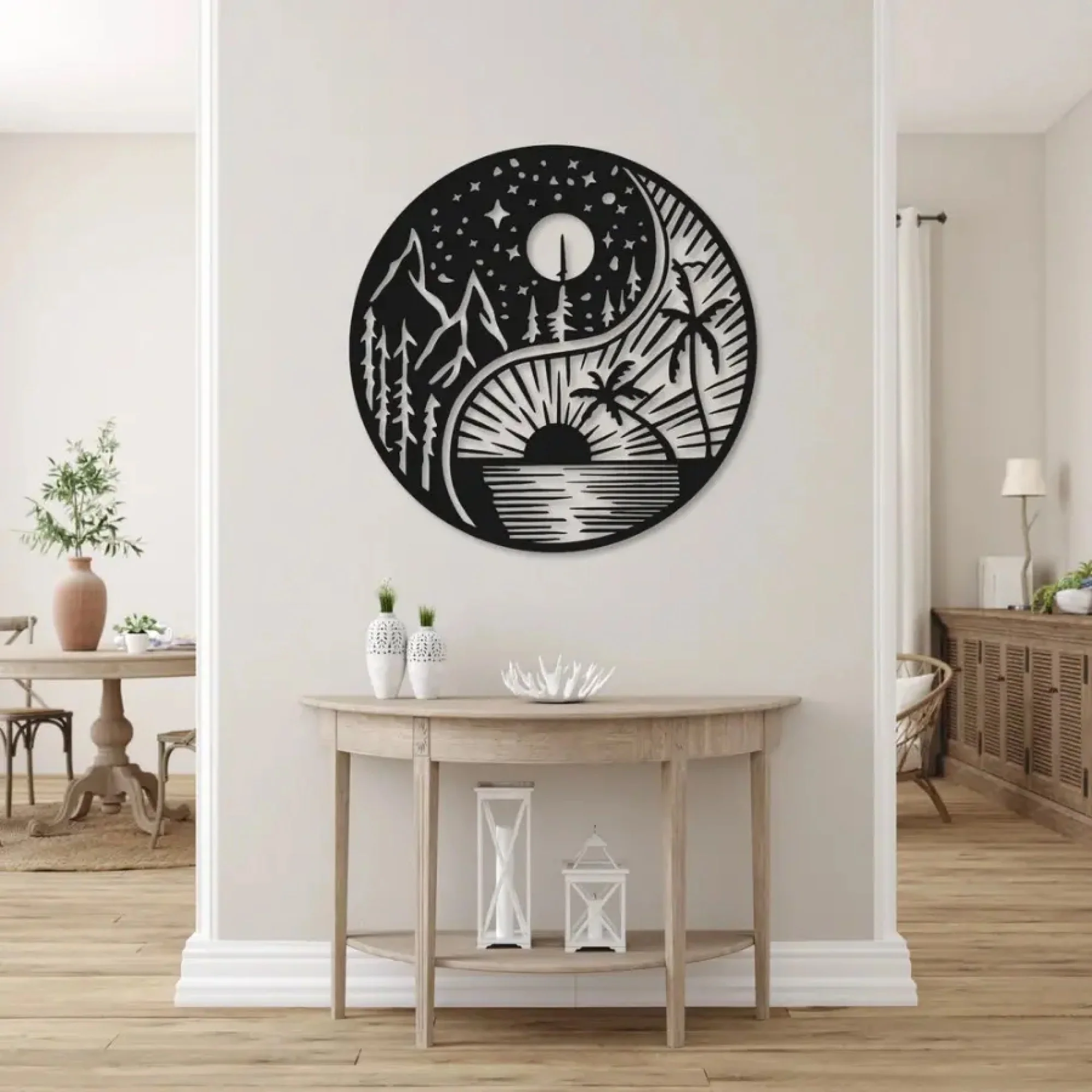 Day and Night Scenery Shades Metal Art Wall Decor