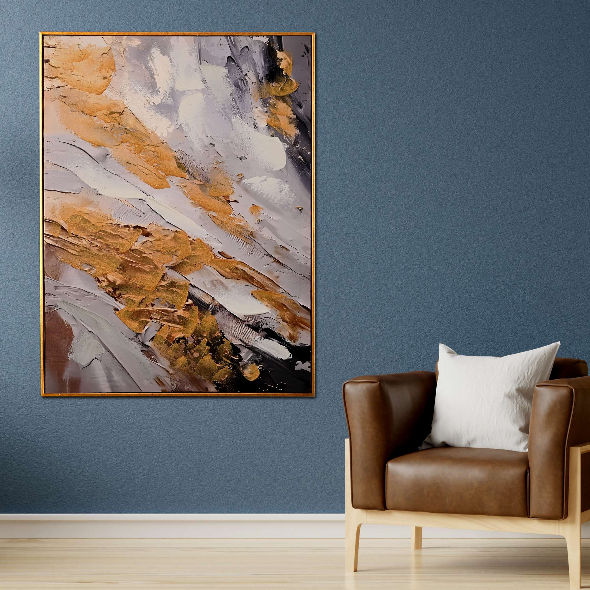 Day of Desert Abstract Hand Painted Wall Painting with Floating Frame - Image 2