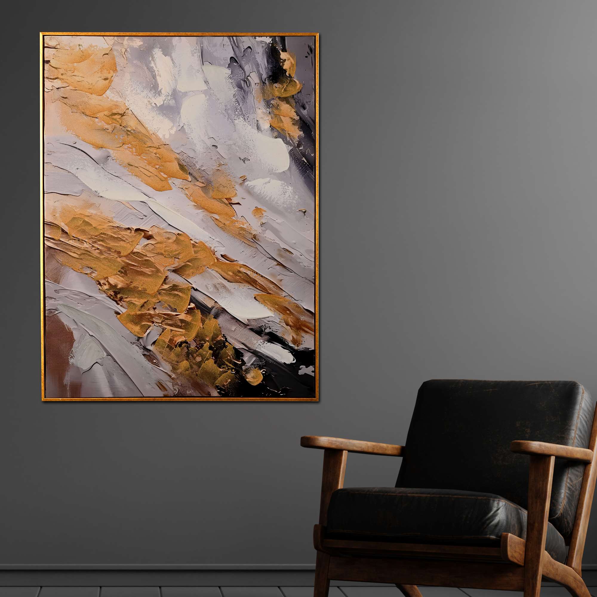Day of Desert Abstract Hand Painted Wall Painting with Floating Frame - Image 3