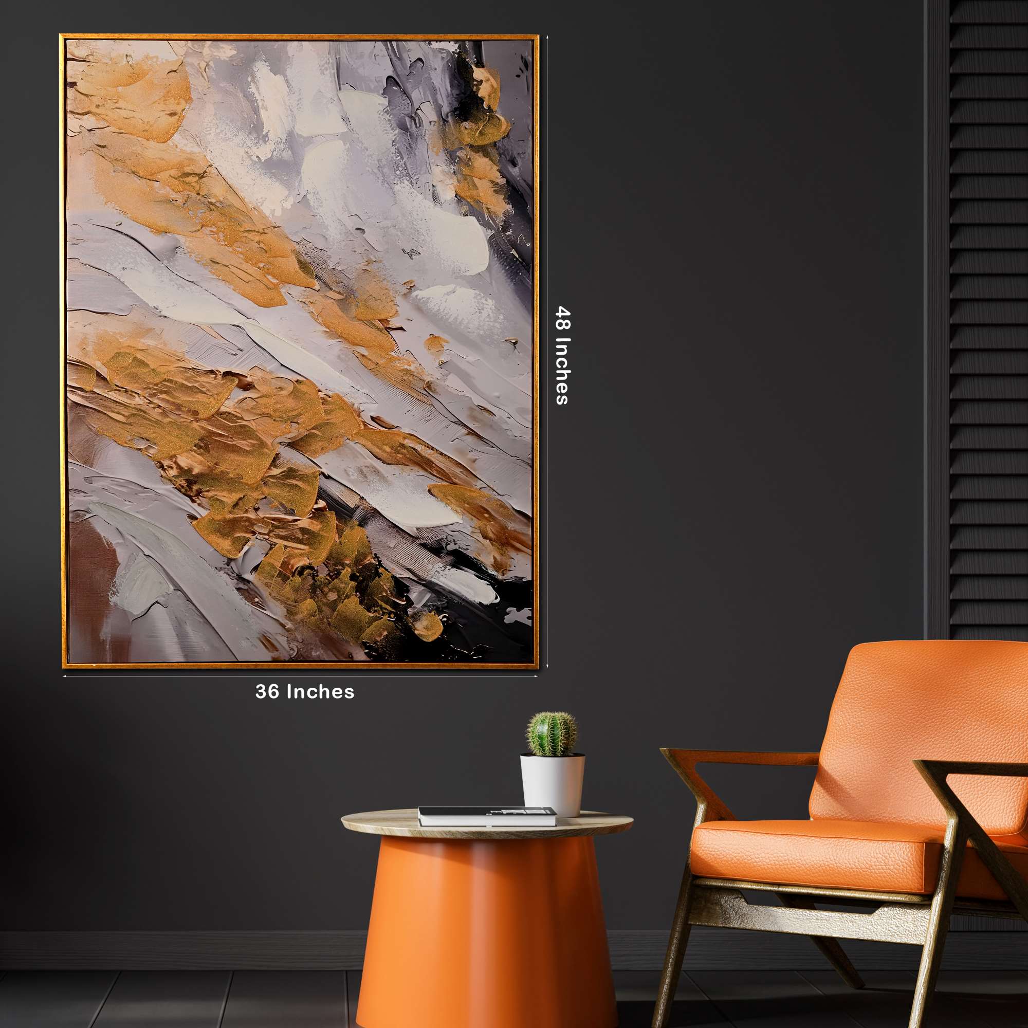 Day of Desert Abstract Hand Painted Wall Painting with Floating Frame - Image 5